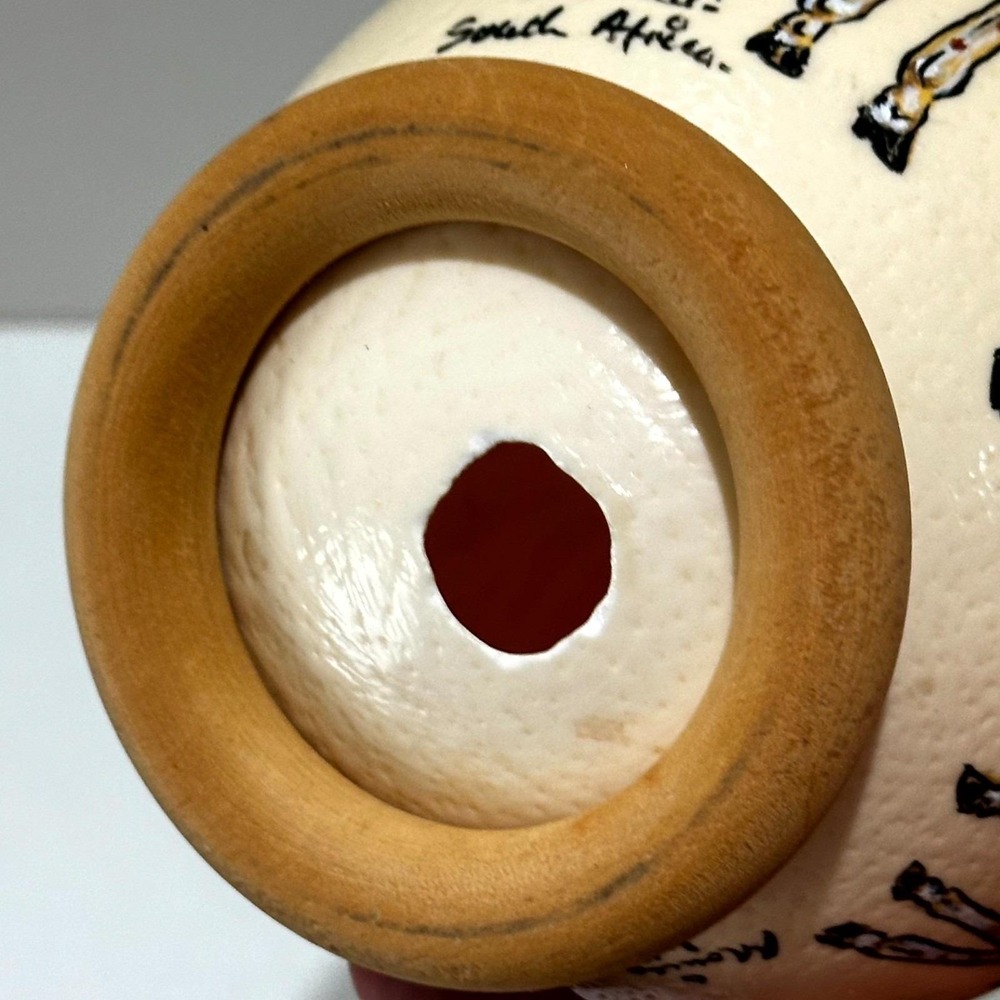 Hand-Painted Ostrich Egg Art "Giraffe and Foal" by Monica Wilson – South Africa - Picture 5 of 10